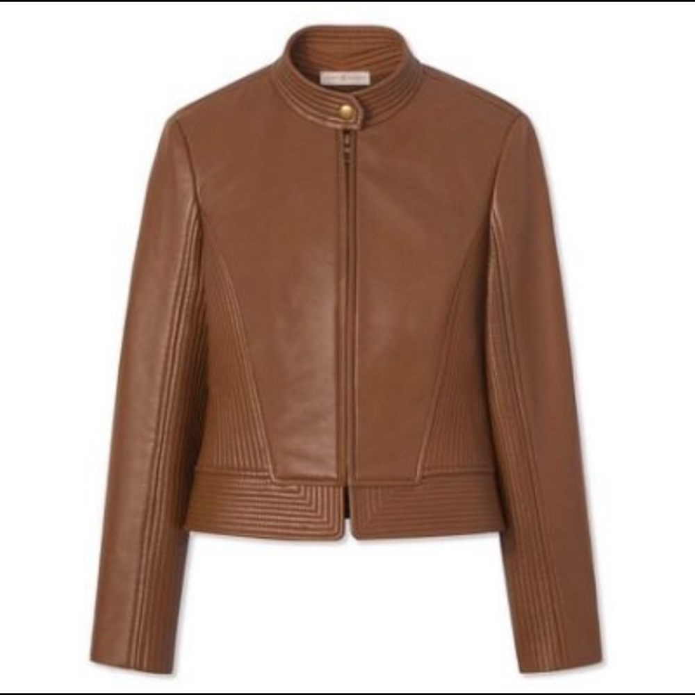 Tory Burch saddle Calista riding leather jacket